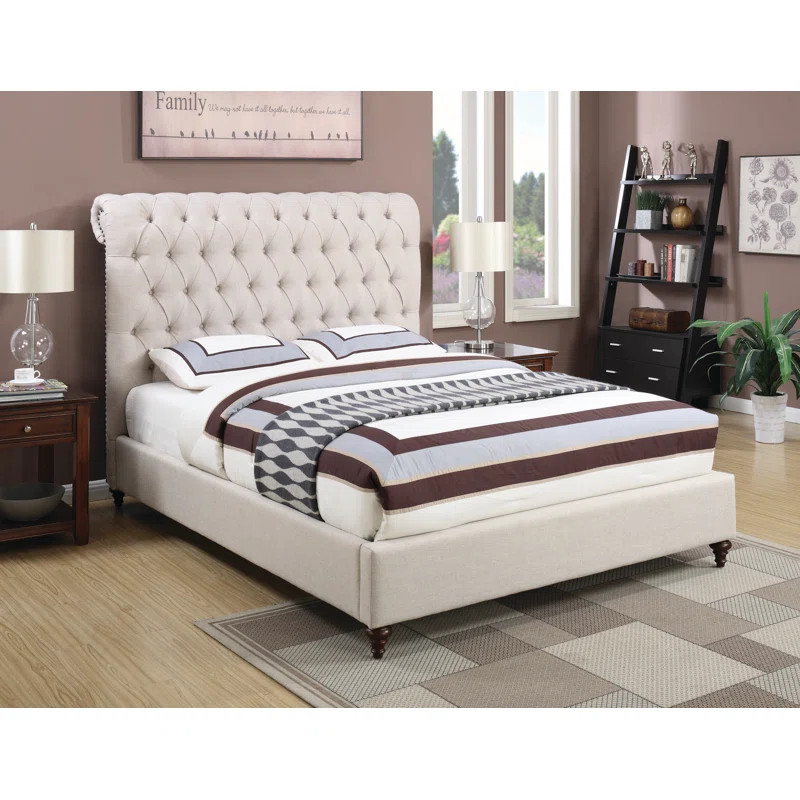 Calders Tufted Upholstered Low Profile Sleigh Bed | Wayfair North America