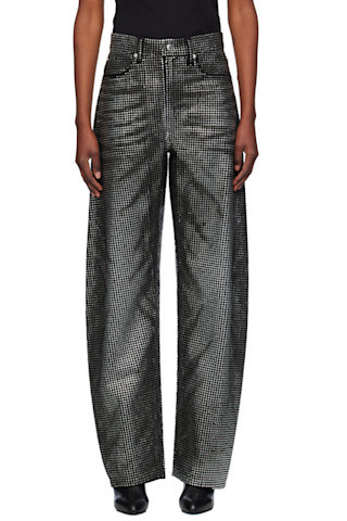 Black Distressed Crystal Hotfix Jeans | SSENSE