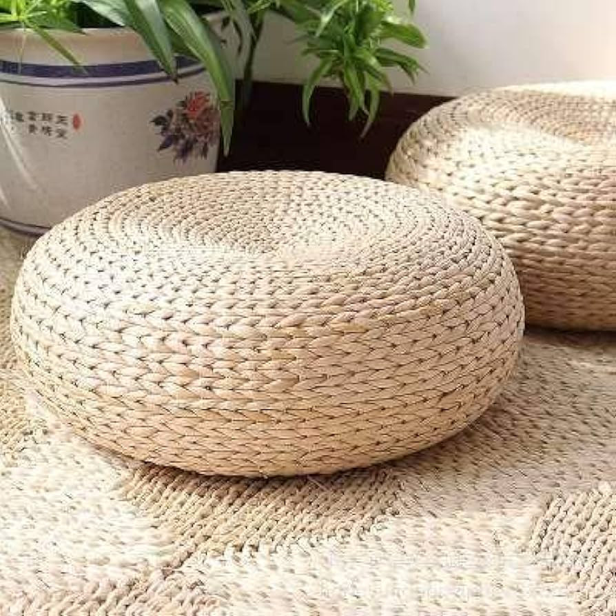 MAHAO Straw Flat Seat Cushion, Handmade Floor Pouf Mat, Ottoman Footstool for Meditation, Zen, Yo... | Amazon (US)