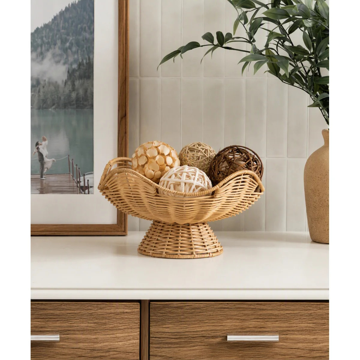 Wylla Decorative Woven Rattan Pedestal Bowl | Wayfair North America
