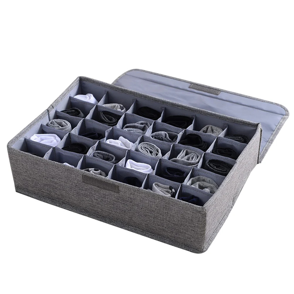 30 Grids Ties Socks Underwear Divider Wardrobe Organizer Storage Box with Lid | Walmart (US)