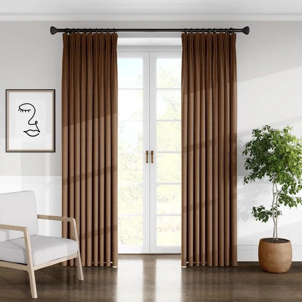 Brunswick Cotton Blend Solid Room Darkening Pinch Pleat Single Curtain Panel | Wayfair North America