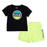 Hurley Baby Boys' Graphic T-Shirt and Shorts 2-Piece Outfit Set, Volt/Black/Multi, 12M | Amazon (US)