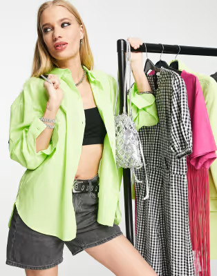 Bershka oversized shirt in lime | ASOS (Global)