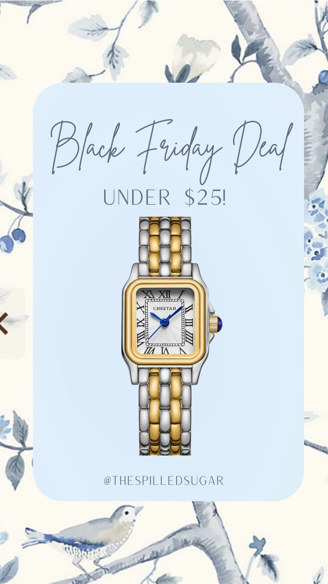 Pretty designer dupe watch under $25 for Black Friday!

Amazon finds, two tone jewelry, Black Friday jewelry finds

#LTKGiftGuide #LTKHoliday #LTKCyberWeek