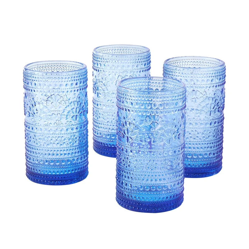The Pioneer Woman Glass Channing 18-OunceTumblers, Blue, Set of 4 | Walmart (US)