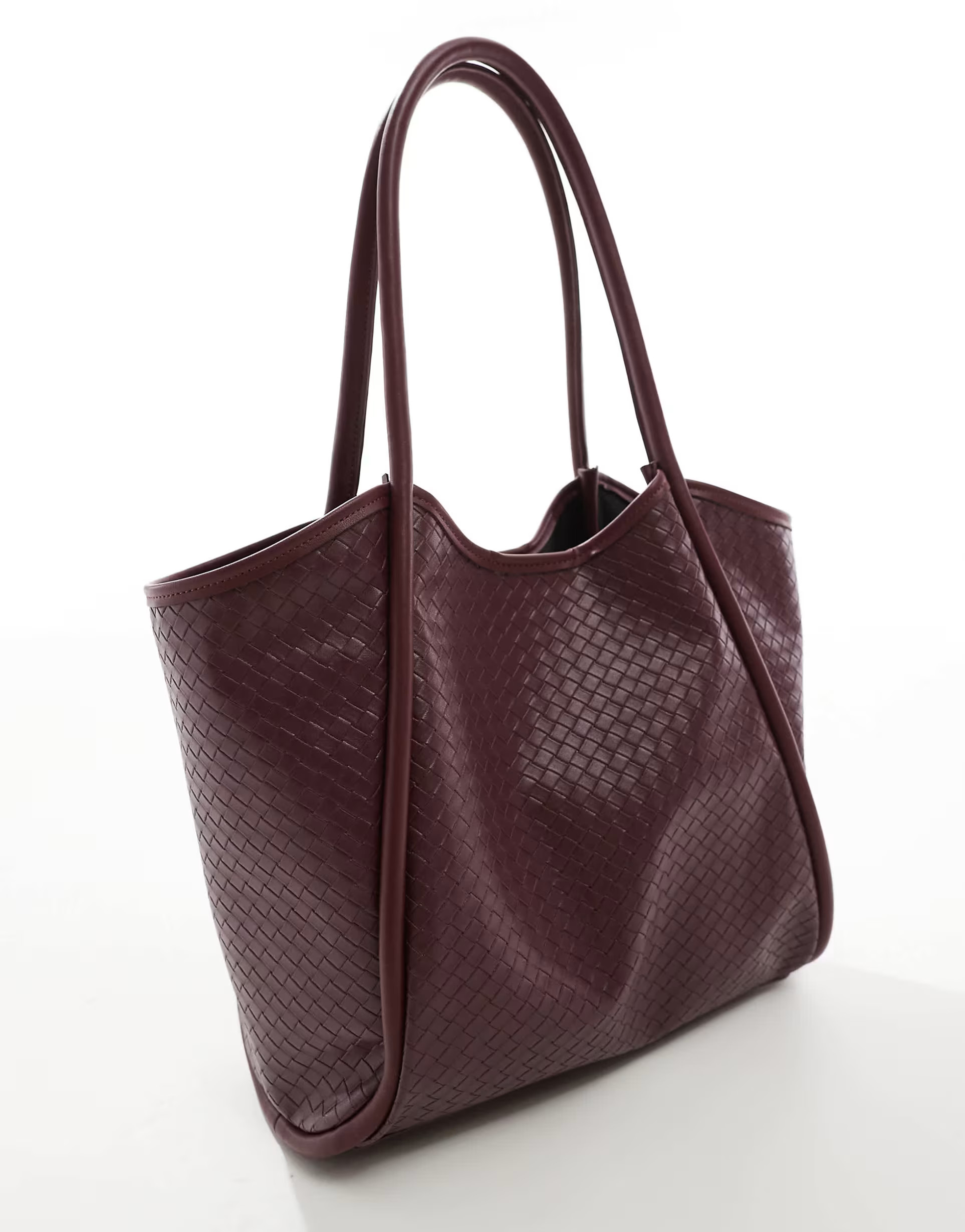 ASOS DESIGN weave tubular tote bag in burgundy | ASOS | ASOS (Global)