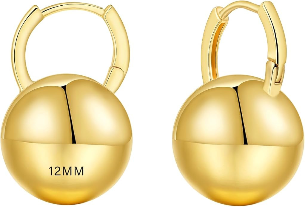 Ascona Gold/Silver Hoop Earrings, Gold Ball Drop Dangle Earrings for Women, Hypoallergenic Lightw... | Amazon (US)