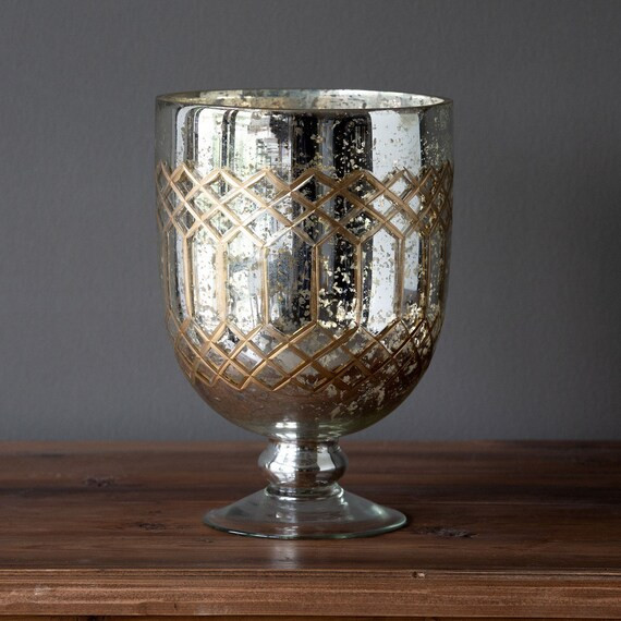 Hurricane Vase in Mercury Glass  Artisan Decor Candle Holder - Etsy | Etsy (US)