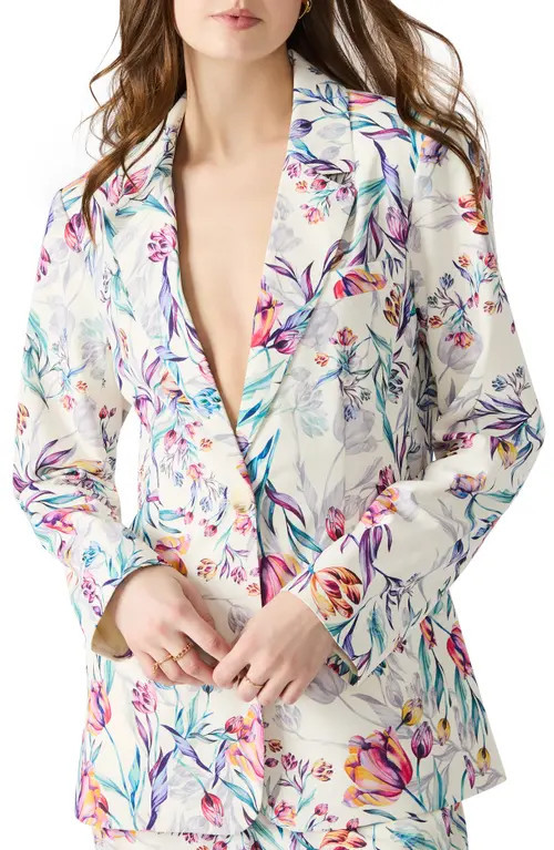 Steve Madden Destiny Floral Cotton Blazer in Antique at Nordstrom, Size X-Large | Nordstrom
