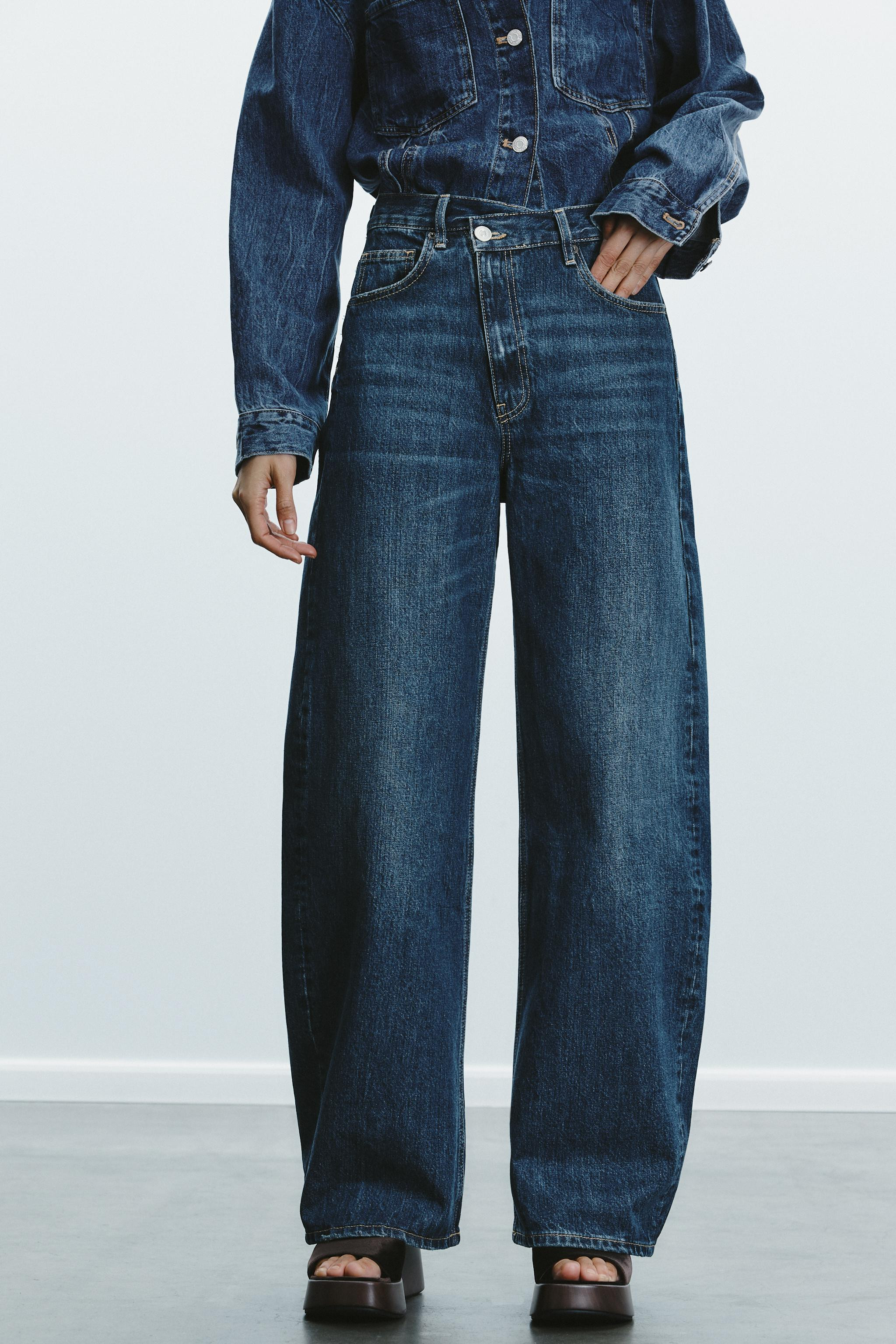 TRF MID-WAIST CROSSOVER BAGGY JEANS | Zara UK