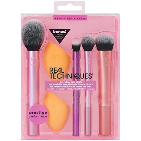 Real Techniques Makeup Brush Set with 2 Sponge Blenders, Multiuse Brushes, For Eyeshadow, Foundat... | Amazon (US)