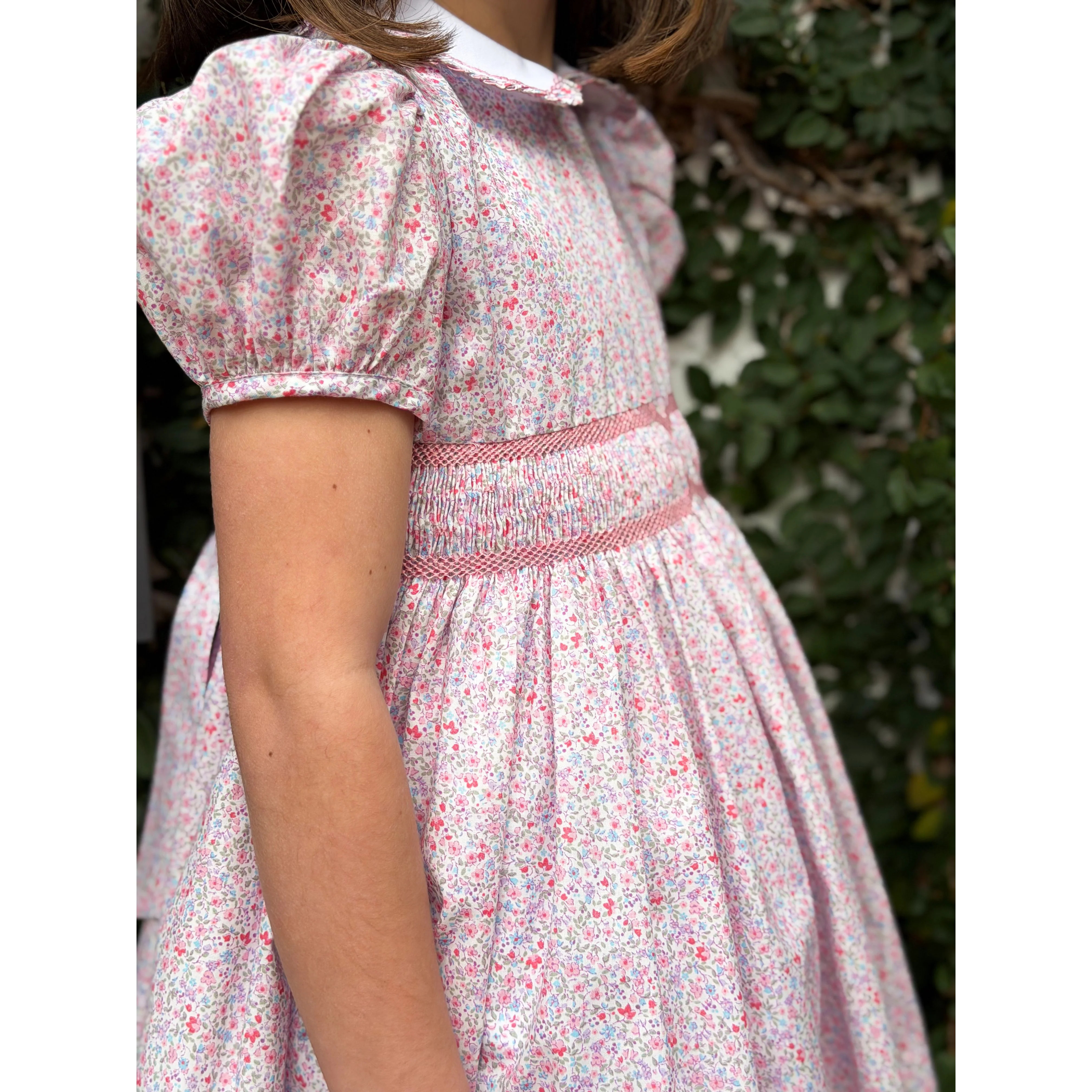 Smocked Waist Dress Set- Pink/Lilac | Alice Kathleen & Co.