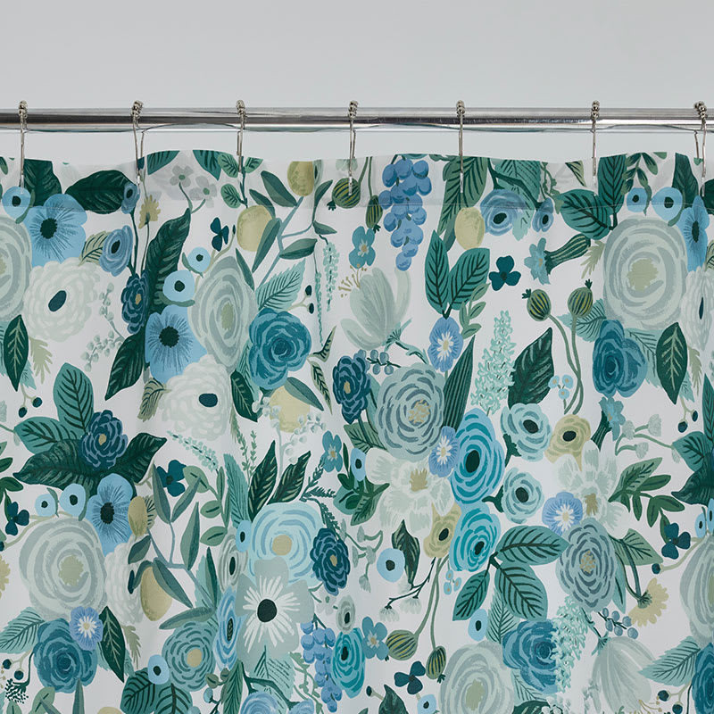 Garden Party Classic Cool Cotton Percale Shower Curtain - Teal | The Company Store