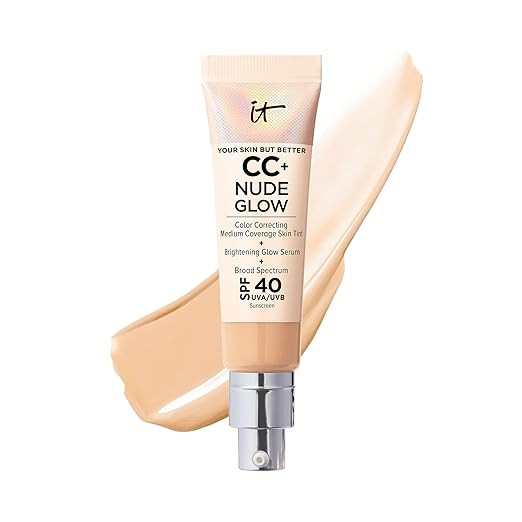 IT Cosmetics CC+ Nude Glow - Lightweight Foundation & Brightening Glow Serum with SPF 40, Medium ... | Amazon (US)