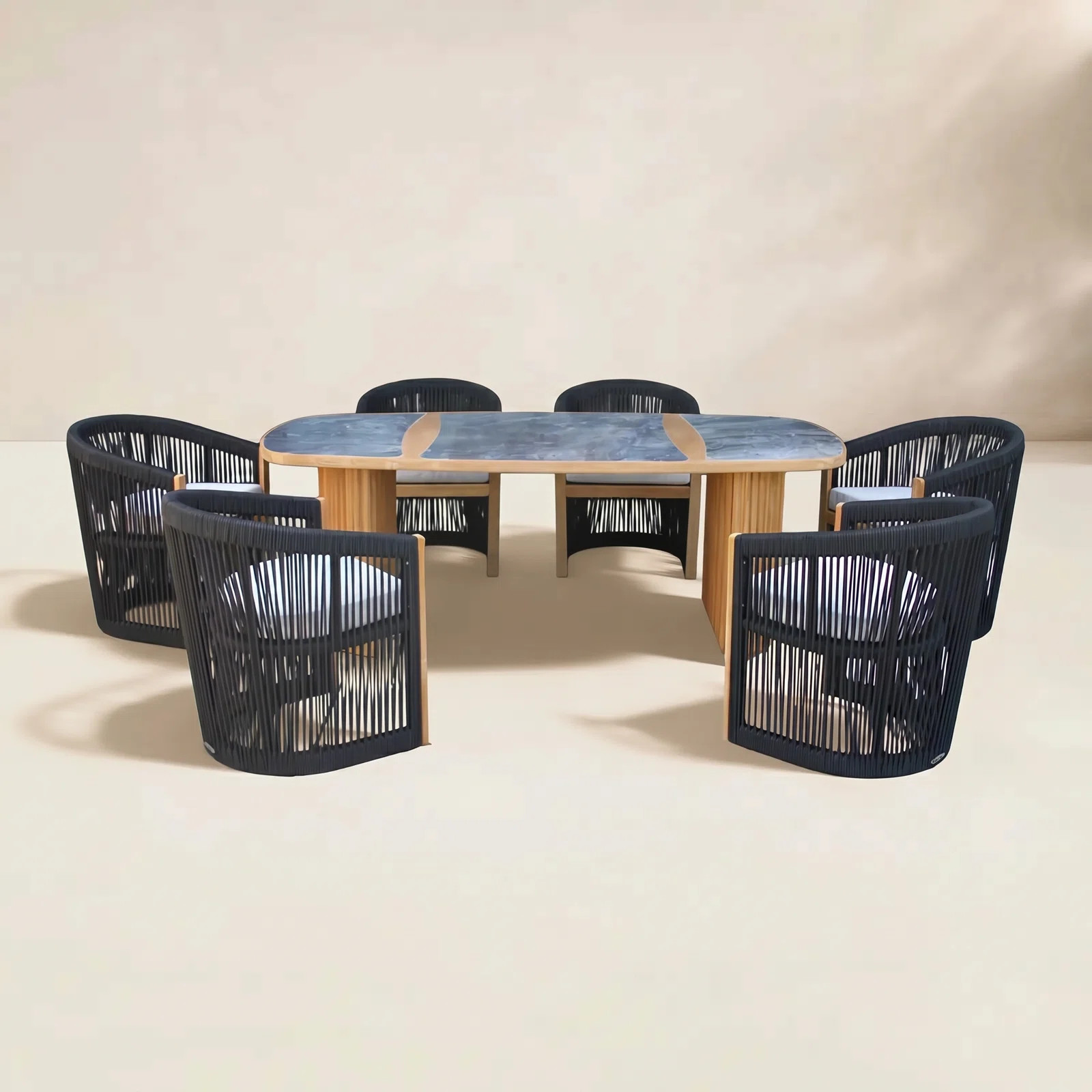 Aniston Oval 6-Person Outdoor Dining Set with Sunbrella® Cushions | Birch Lane