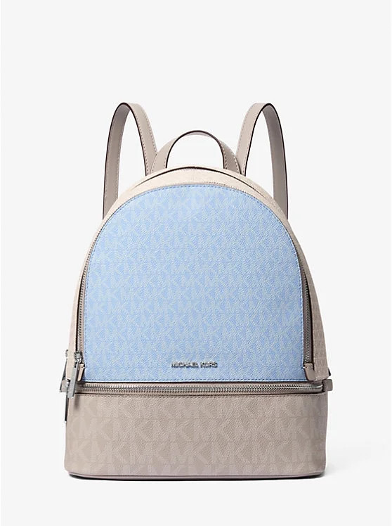Michael Kors Rhea Medium Color-Block Signature Logo Backpack- LT SKY MLT | Walmart (US)