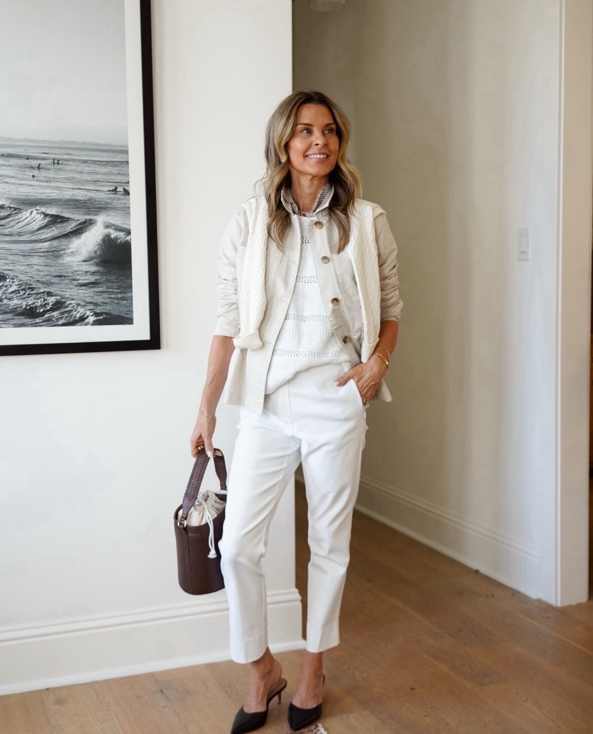 I’m 5’6”
-White stretch pant sz 2 petite
-Bucket bag
-Tie-side jacket sz S reg 

#LTKOver40 #LTKgrwm #LTKootd