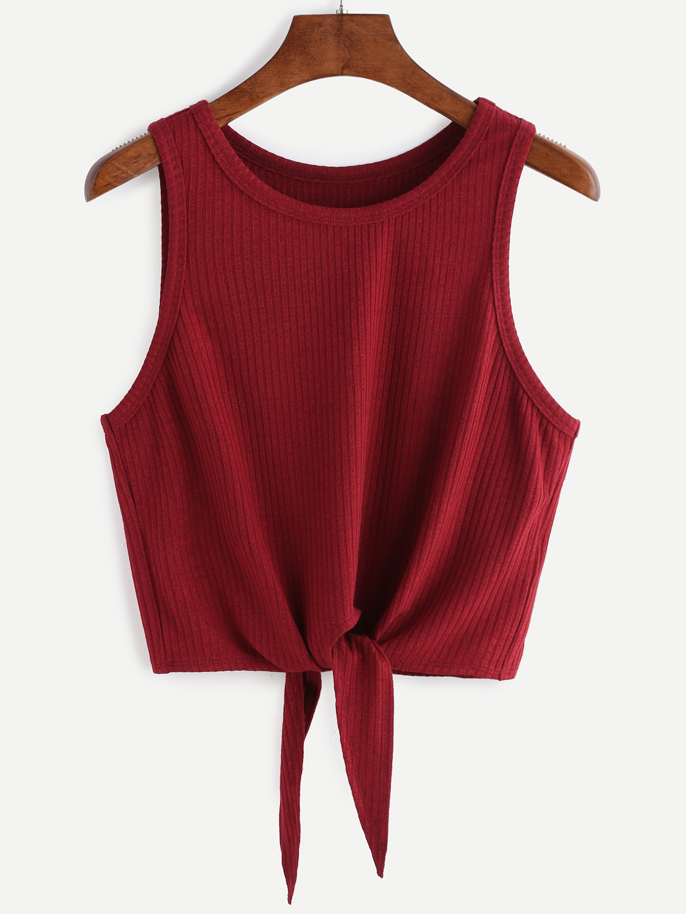 Tie Front Ribbed Crop Tank Top | SHEIN