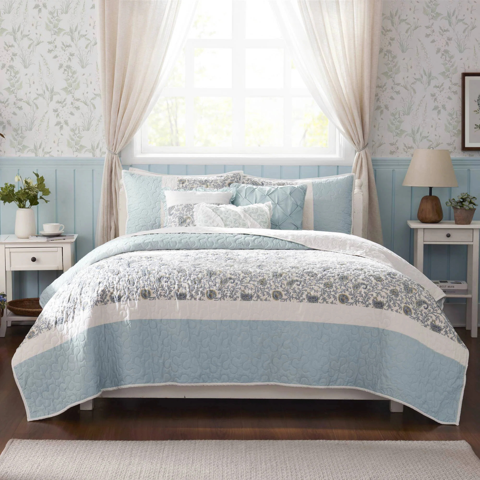 Dawn 6 Piece Cotton Percale Quilt Set with Throw Pillows | Wayfair North America