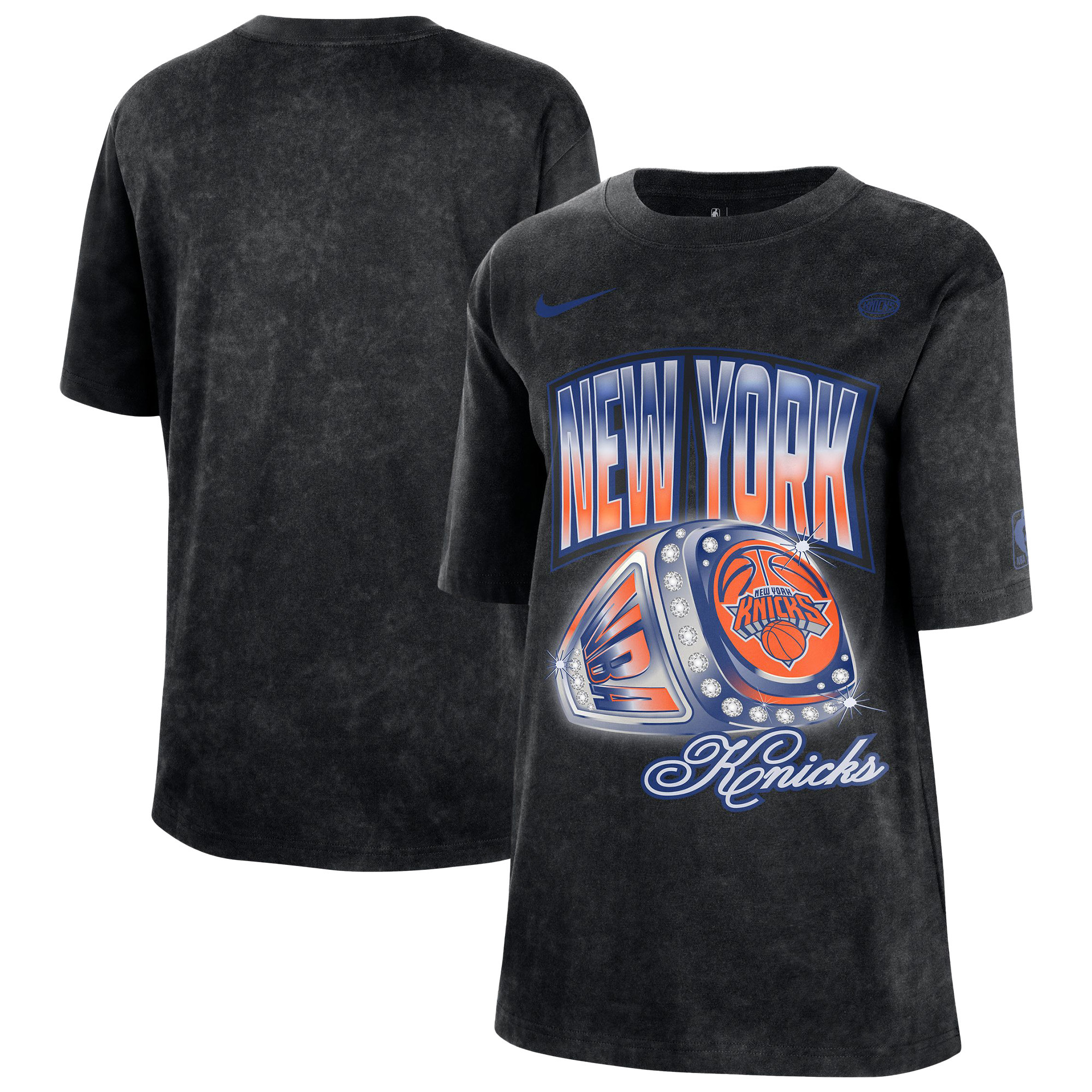 Women's Nike Black New York Knicks Courtside Original Content Vintage Washed Boyfriend T-Shirt | Fanatics