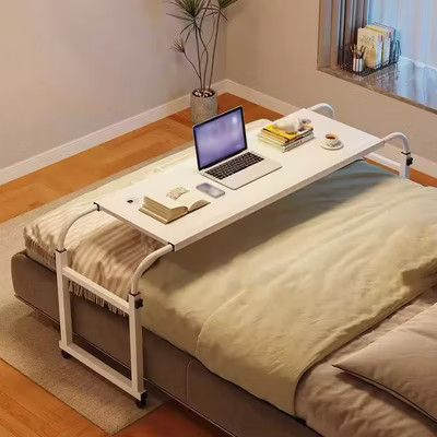 Overbed Table With Wheels, Height Adjustable Over The Bed Desk, Overbed Laptop Table, Rolling Tray Table for Home Office Hospital Bedroom White | Target