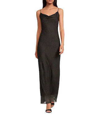 Azari Printed Chiffon Cowl Neck Leopard Slip Dress | Dillard's