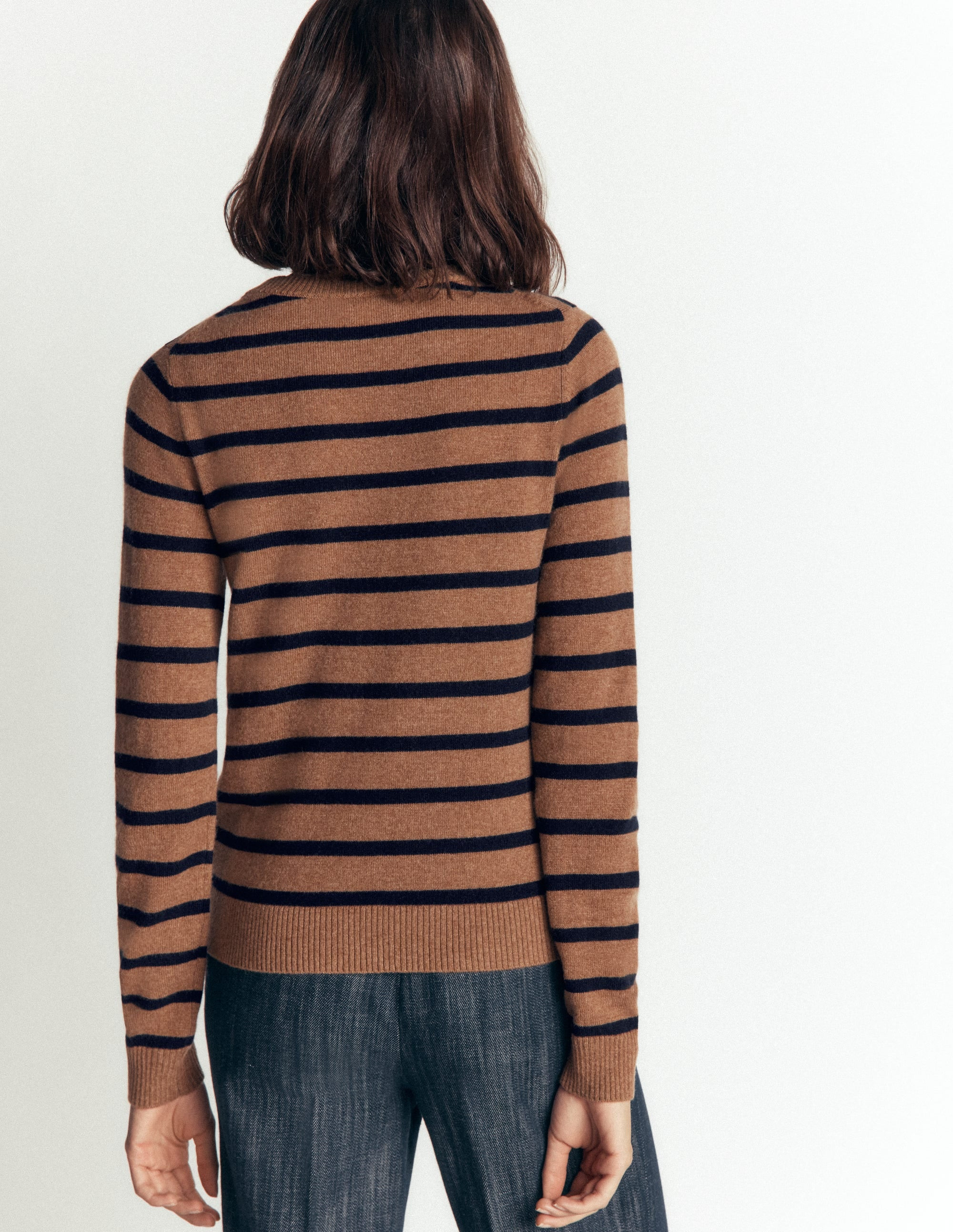 Elsie Cashmere Crew Sweater-Warm Ginger, Stripe | Boden (US)
