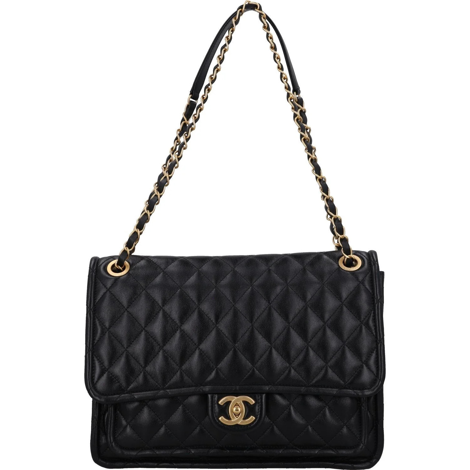 Chanel Maxi Lambskin Flap Bag — Black | Italist Inc.