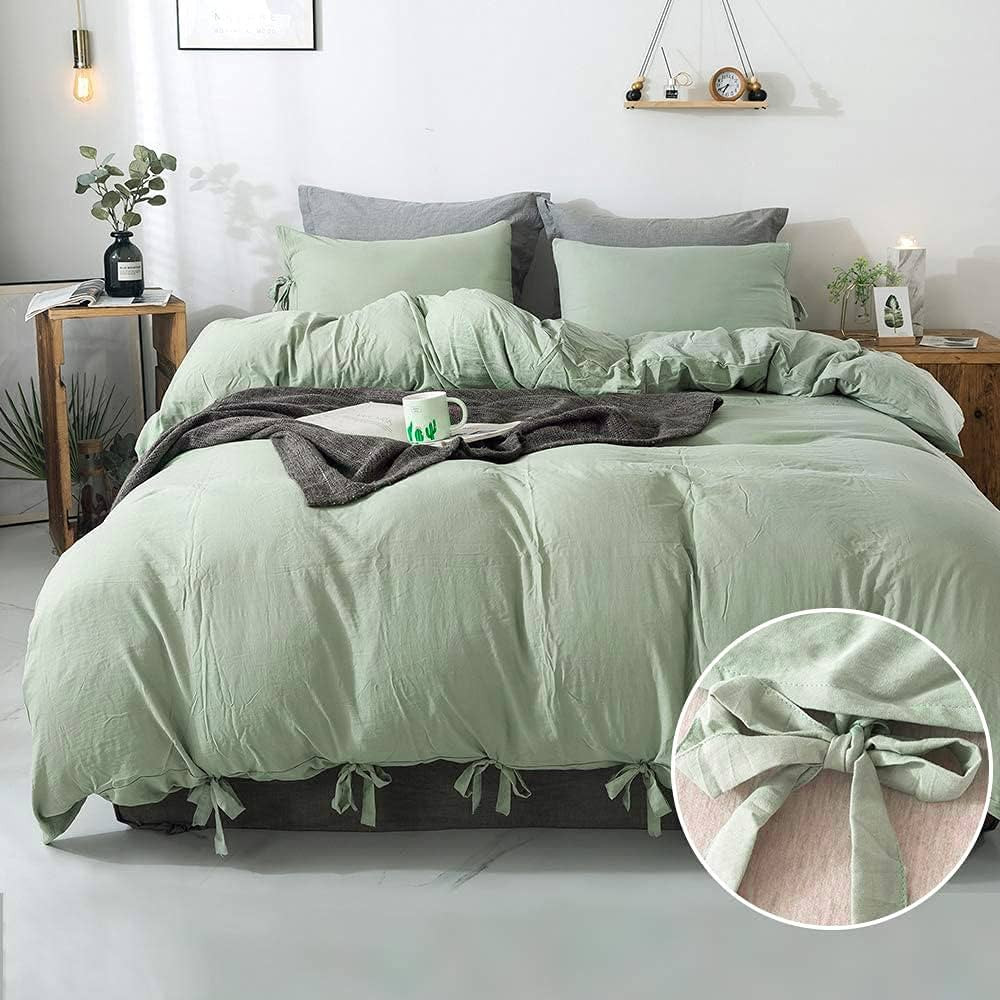 annadaif Duvet Cover Queen Size Sage Green, 3 Pieces Soft Washed Microfiber Duvet Cover Set, Comf... | Amazon (US)