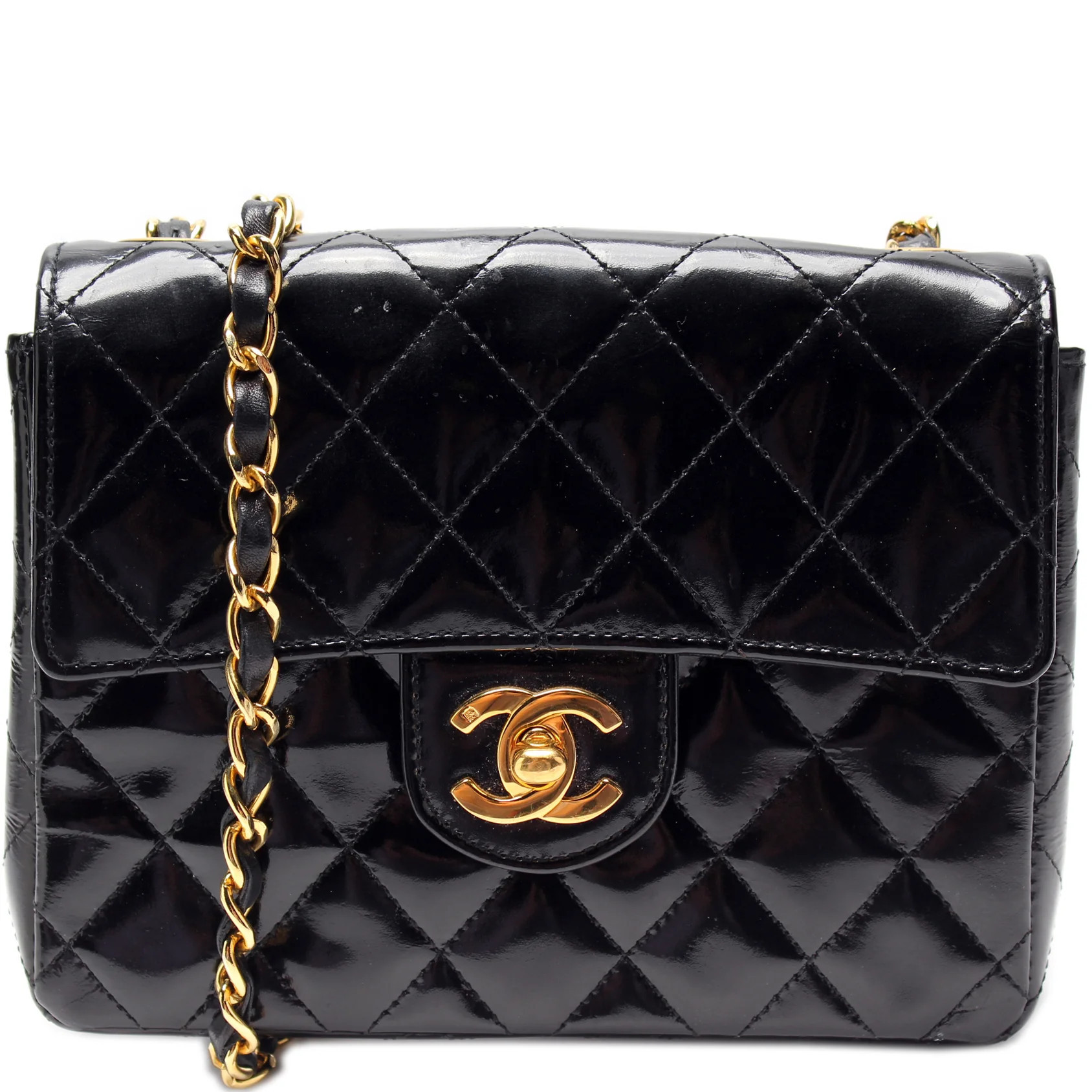 Classic Flap Mini Square Patent 1M | Keeks Designer Handbags