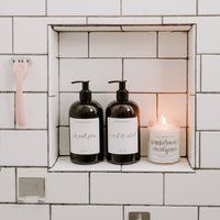 Shampoo & Conditioner Refillable Soap Dispenser Set Amber Plastic | Farmhouse Bathroom Bottles 16 Oz | Etsy (US)