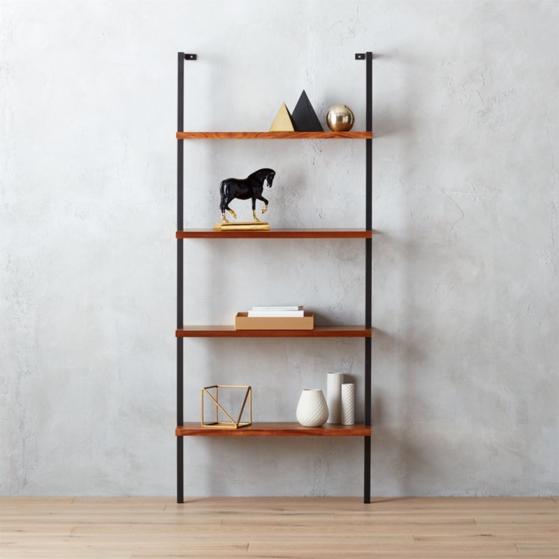 Helix Acacia Wall-Mounted Bookcase + Reviews | CB2 | CB2