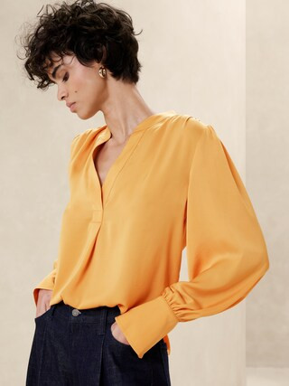 Volume-Sleeve Blouse | Banana Republic Factory