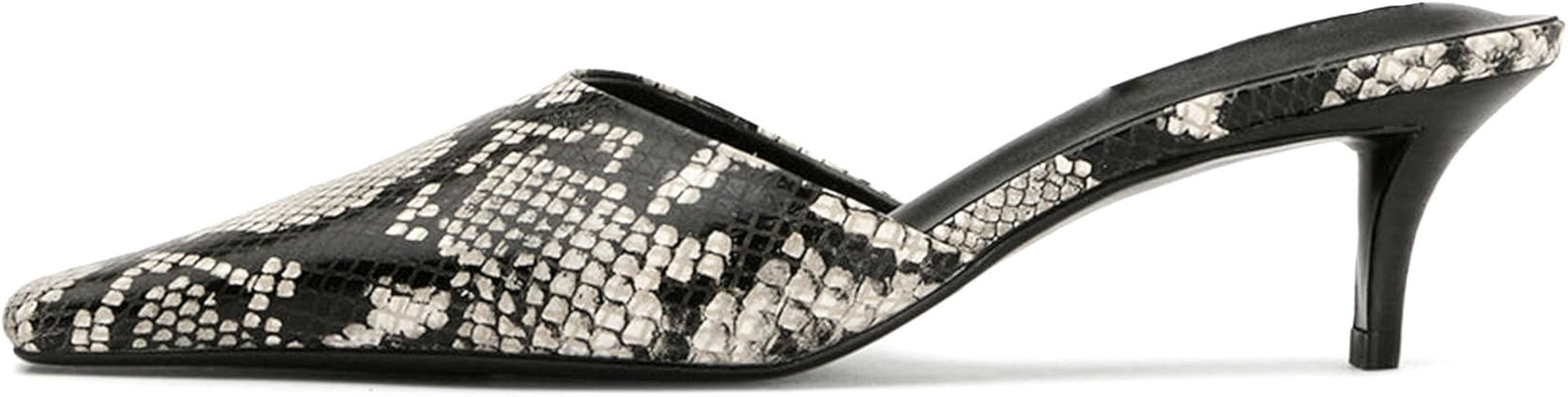 KysBloes Kitten Heel Mules for Women Square Toe Slip On Pumps Low Heel Slides Backless Dress Casu... | Amazon (US)