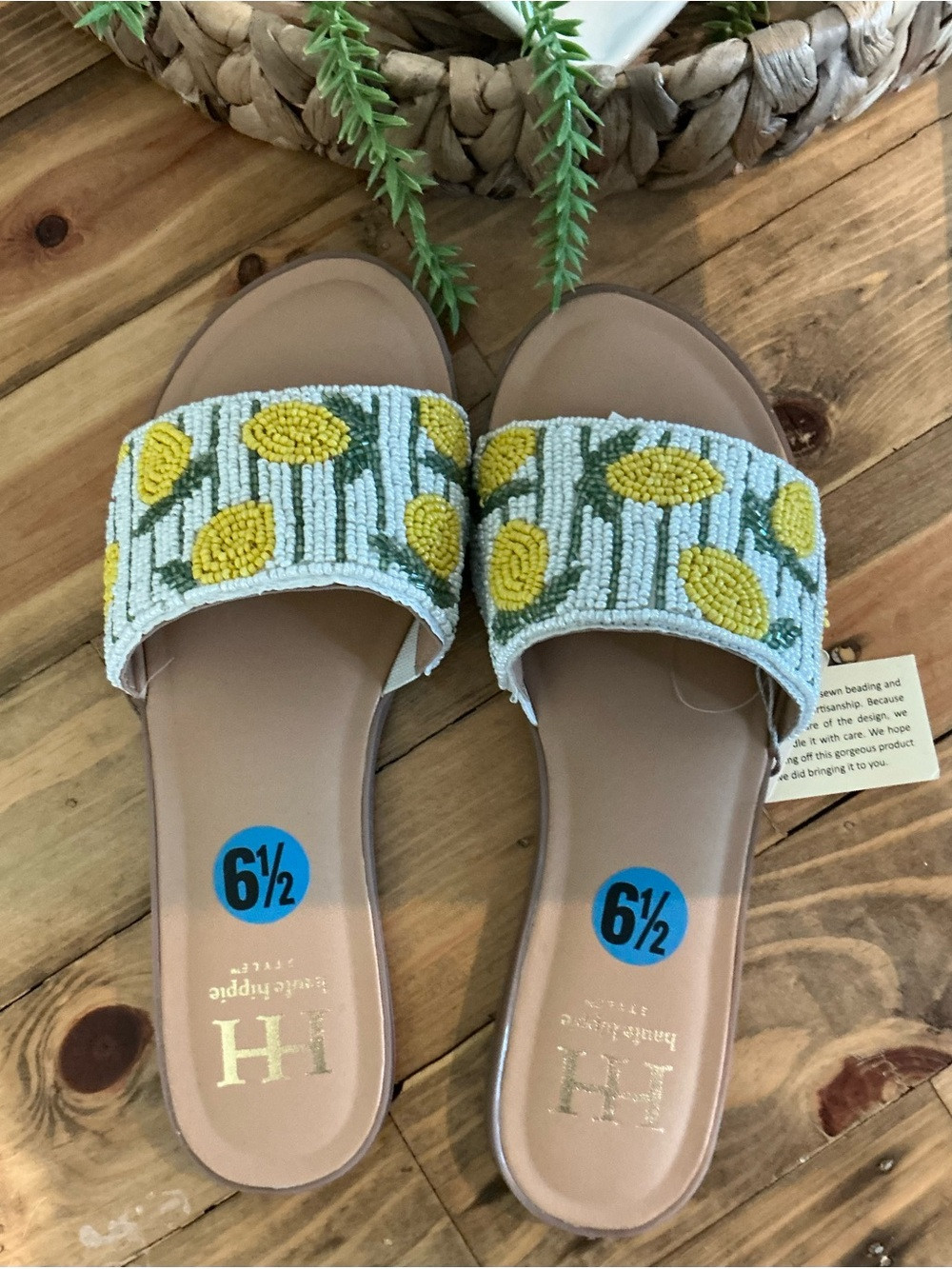 Haute Hippie Yellow Bead Lemon Slide Sandals | Poshmark