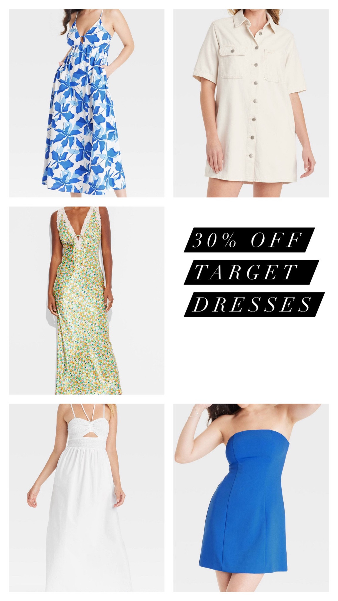 Target summer dresses. Slip dress, maxi dress, denim shirt dress, strapless dress. Summer fun. Travel wardrobe. Vacation style. 

#LTKSummerSales #LTKStyleTip #LTKFindsUnder50
