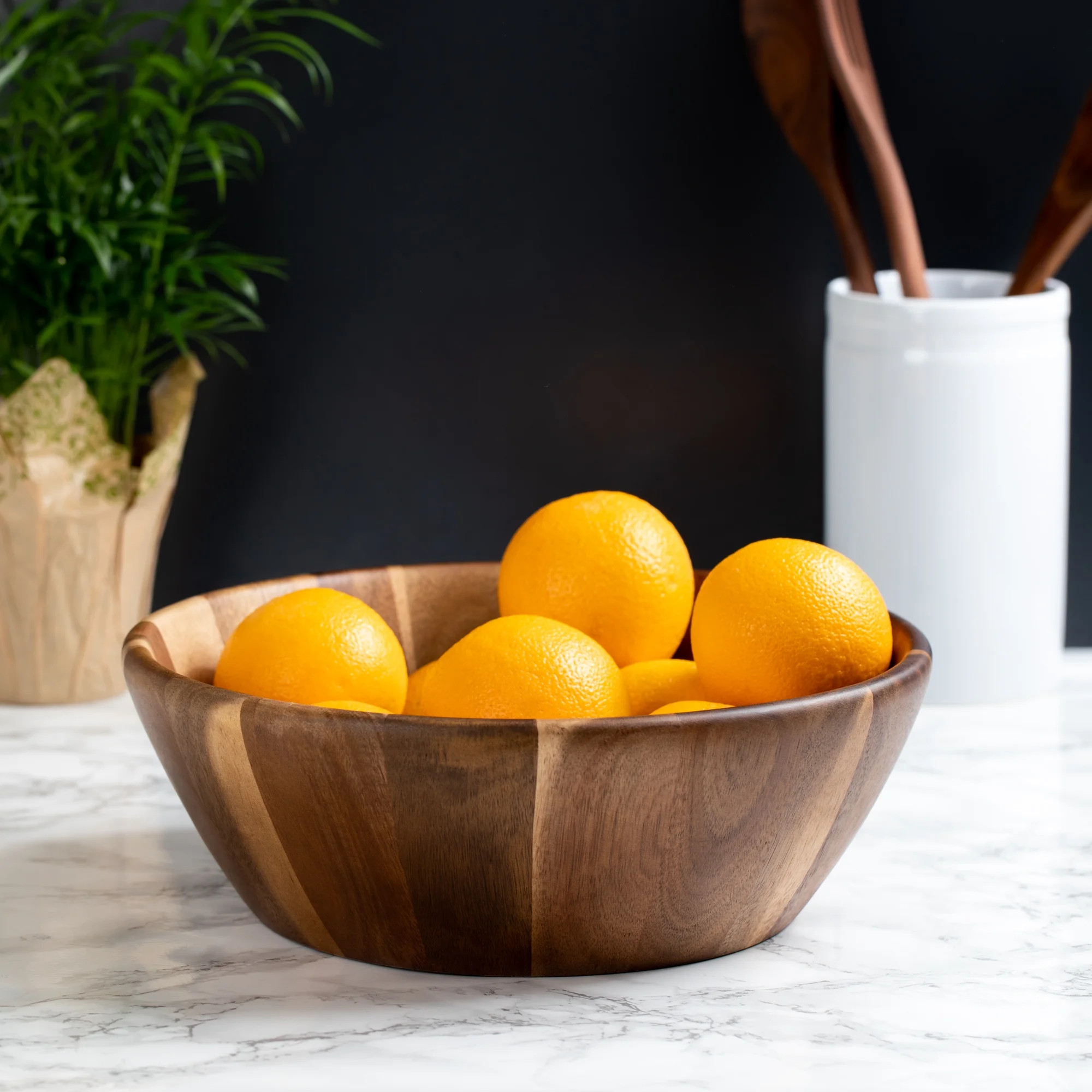 Better Homes & Gardens Large Angled Acacia Wood Serving Bowl - Walmart.com | Walmart (US)