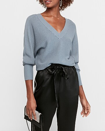 Double V Open Stitch Dolman Sweater | Express