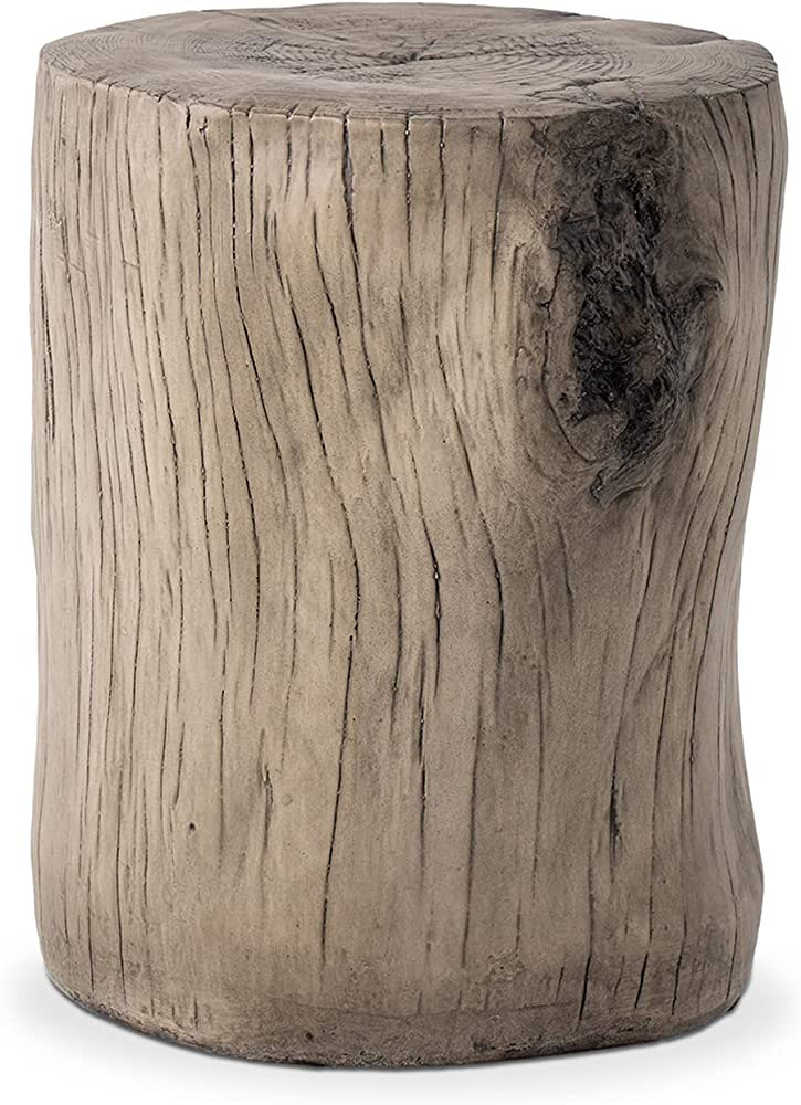 COSIEST Outdoor Antique Gray End Table Faux Wood, Hand-Painted Wood Stump Stool, Ottoman or Plant... | Amazon (US)