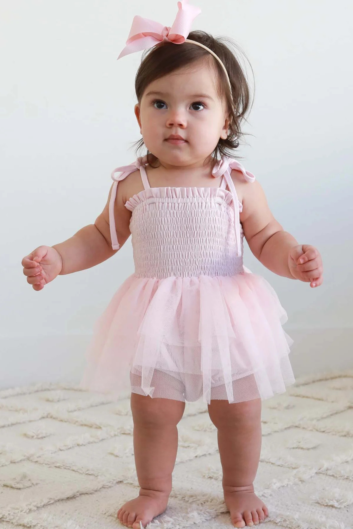 Smocked Tutu Bodysuit | Mauve | Caden Lane