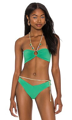 WeWoreWhat Necklace Bandeau Bikini Top in Emerald from Revolve.com | Revolve Clothing (Global)