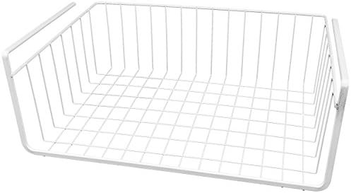 15" inch Easy Install White Wire Under Cabinet Wire Hanging Basket Shelf Organizer Rack For Kitch... | Amazon (US)