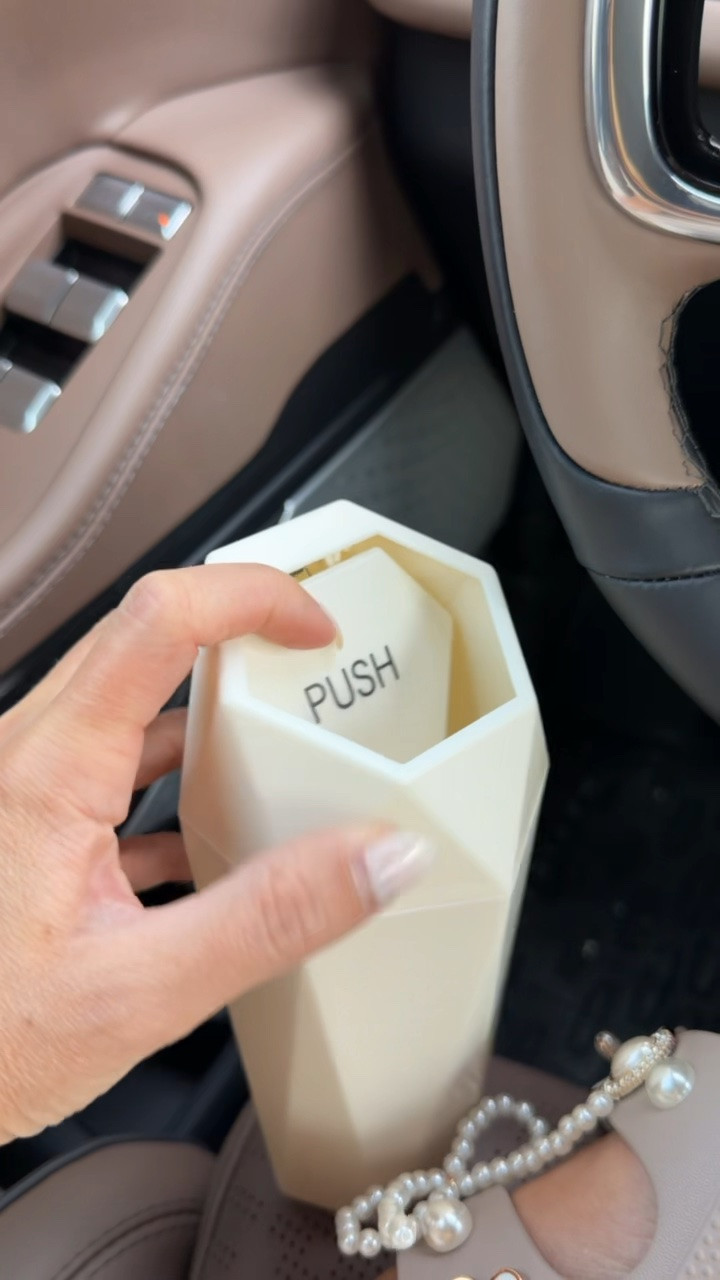 Car trash can from Amazon. Fits in the side of your car or cup holder. Pack of 2 under $20