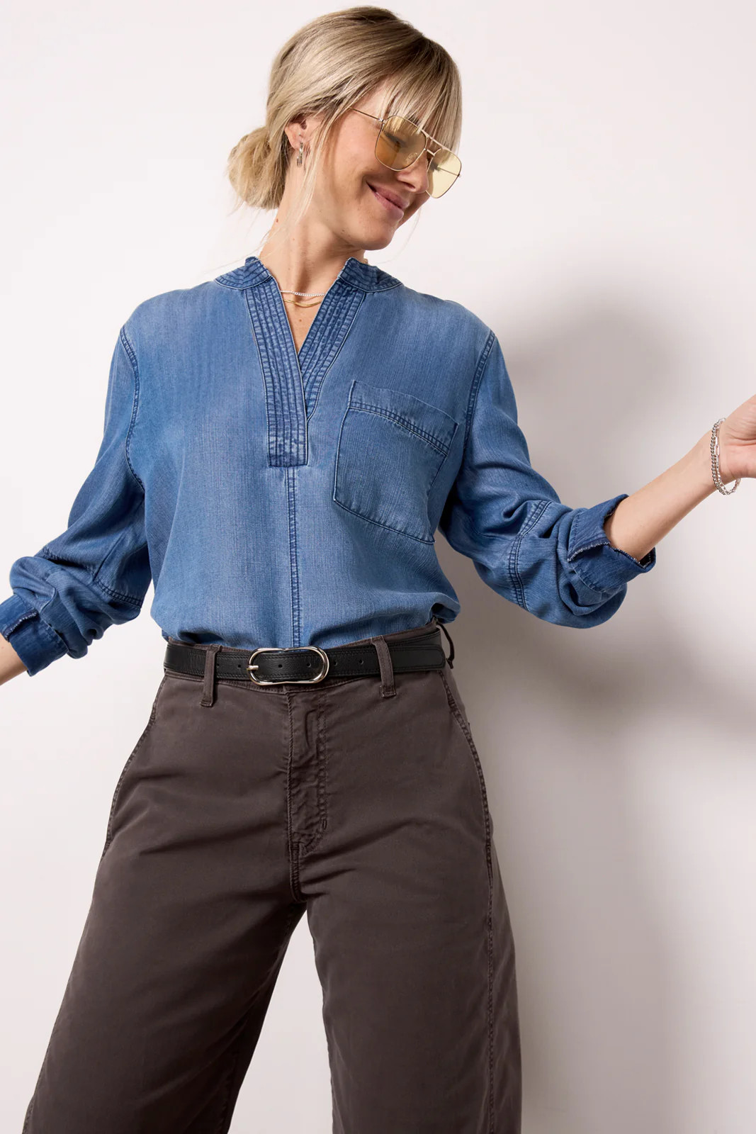 Laci Chambray Popover | Evereve