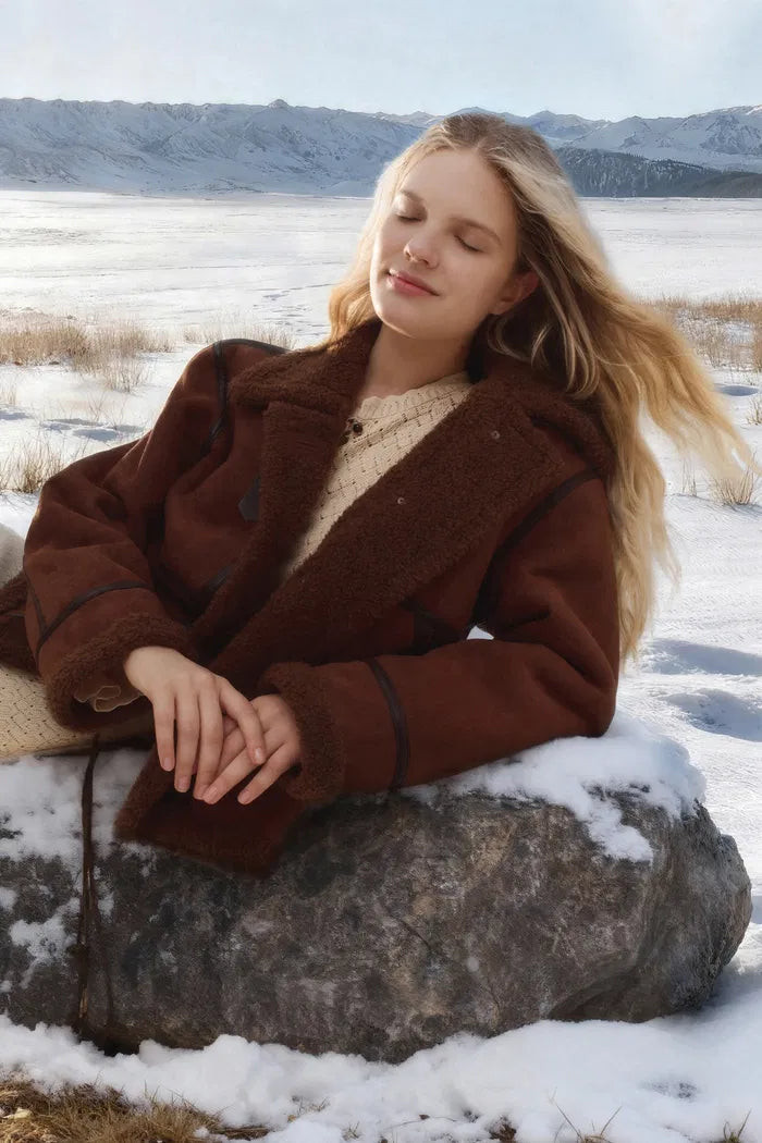 Edin Adjustable Wind Buckle Jacket in Faux Shearling | Fabrique