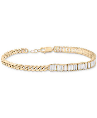 Lab Grown White Sapphire Curb Link Bracelet (4-1/10 ct. t.w.) in 14k Gold-Plated Sterling Silver ... | Macy's
