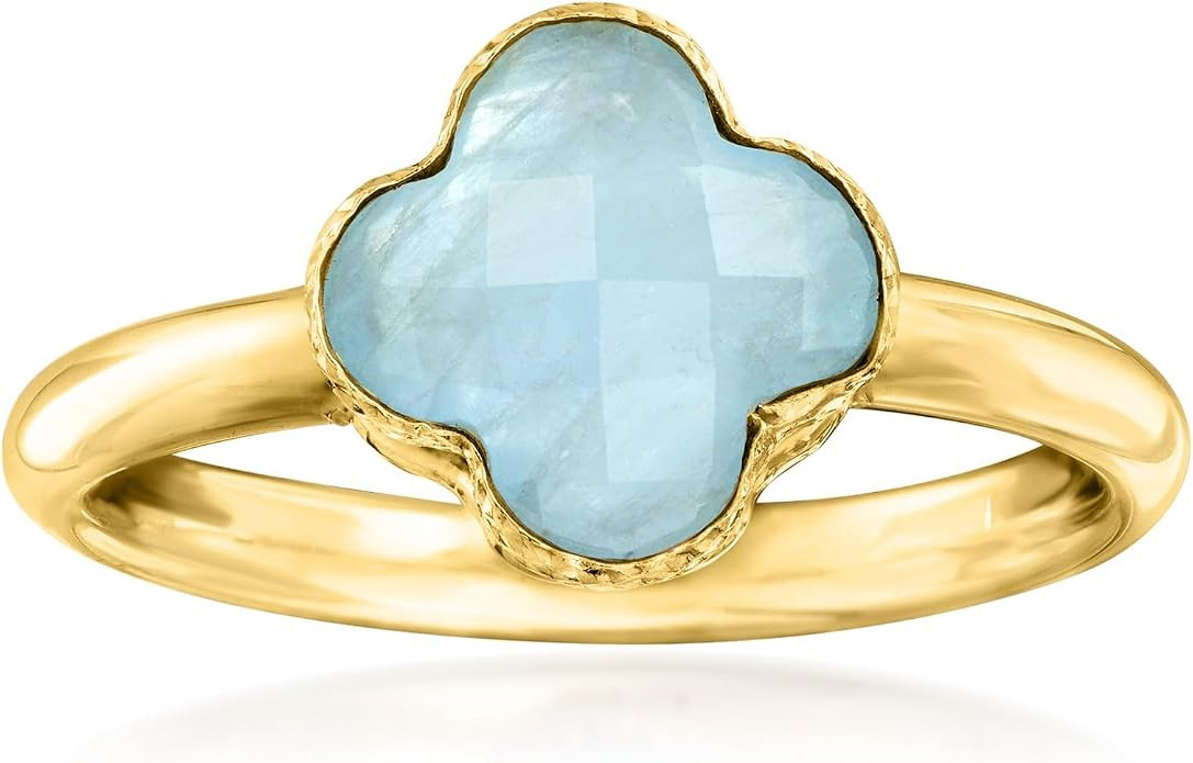 Ross-Simons Italian 1.40 Carat Aquamarine Clover Ring in 14kt Yellow Gold | Amazon (US)