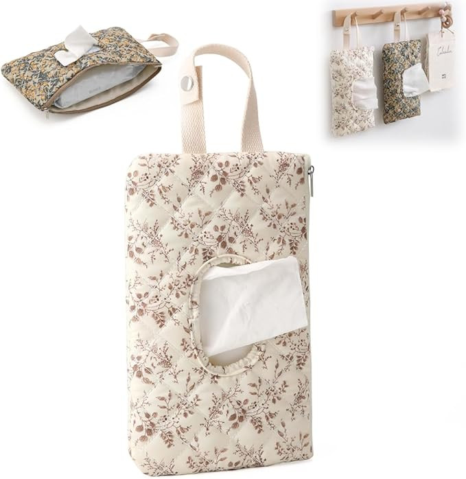 Portable Diaper and Wipes Pouch - Floral Refillable Wet Wipes Case with Lanyard for Home, and Tra... | Amazon (US)