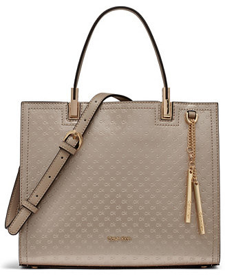 Verne Signature Embossed Convertible Satchel with Charm | Macy's